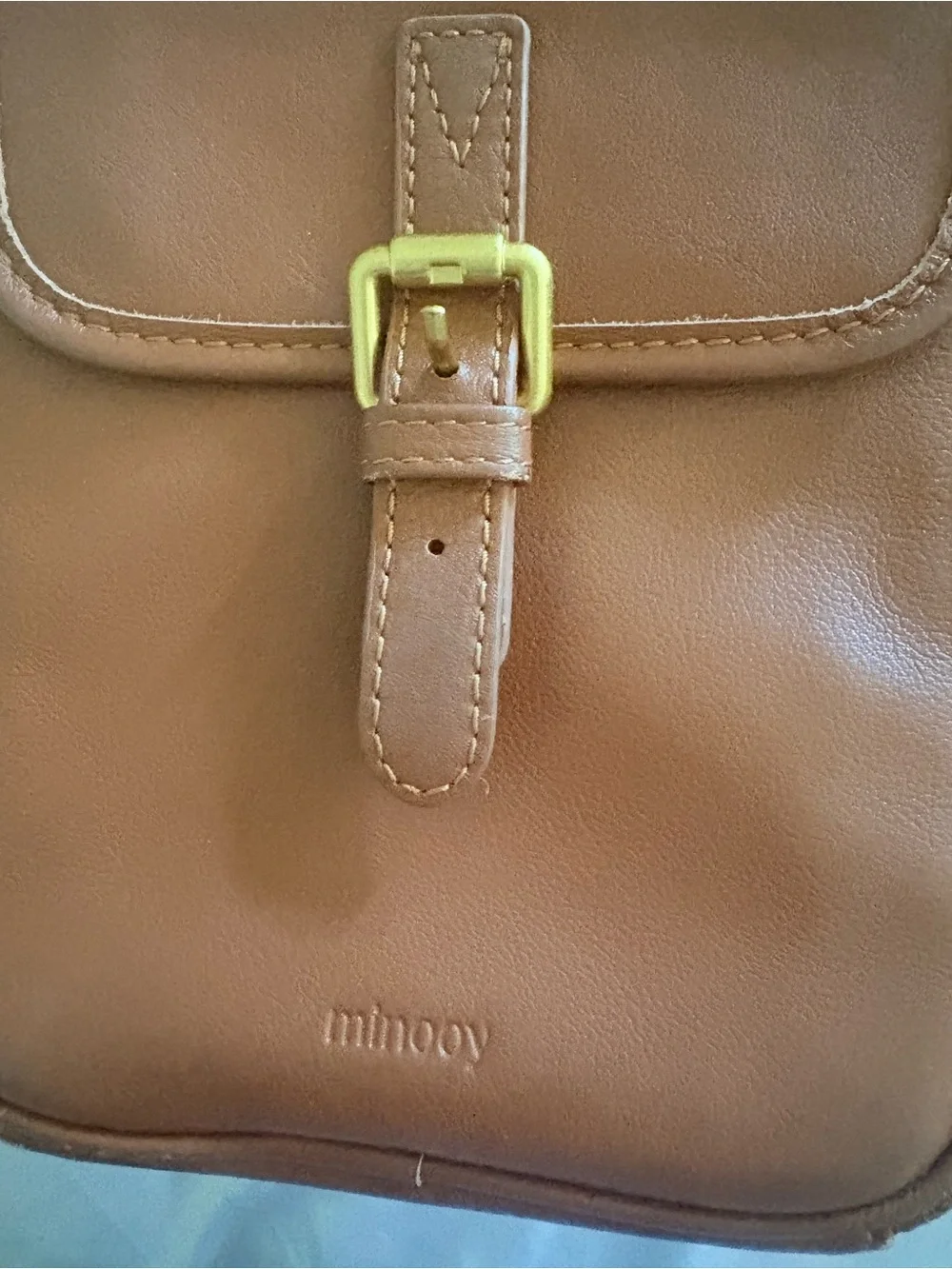 Men's Tan Leather Messenger Crossbody Bag with Front Flap